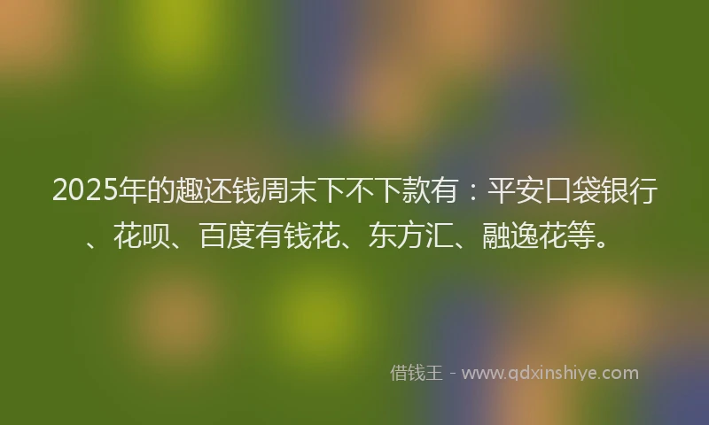 2025年的趣还钱周末下不下款有：平安口袋银行、花呗、百度有钱花、东方汇、融逸花等。