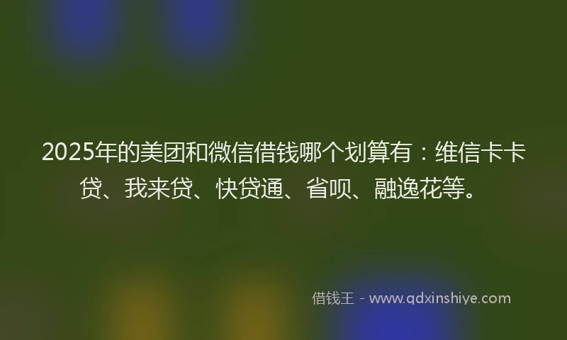 2025年的美团和微信借钱哪个划算有：维信卡卡贷、我来贷、快贷通、省呗、融逸花等。