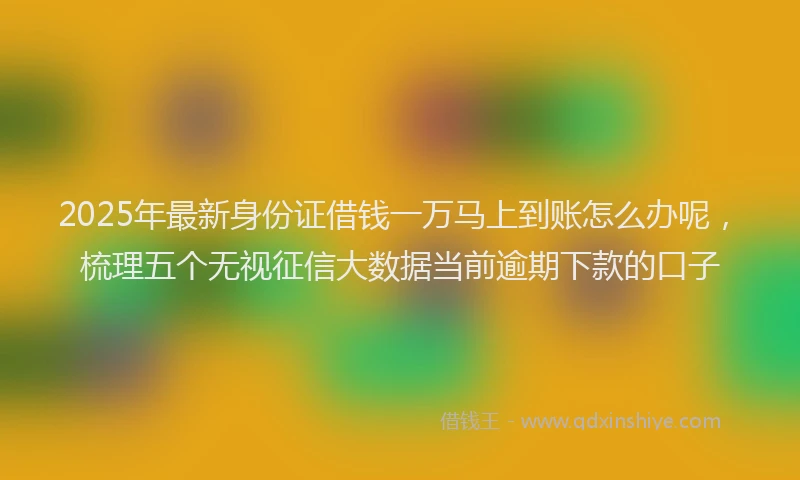 2025年最新身份证借钱一万马上到账怎么办呢，梳理五个无视征信大数据当前逾期下款的口子
