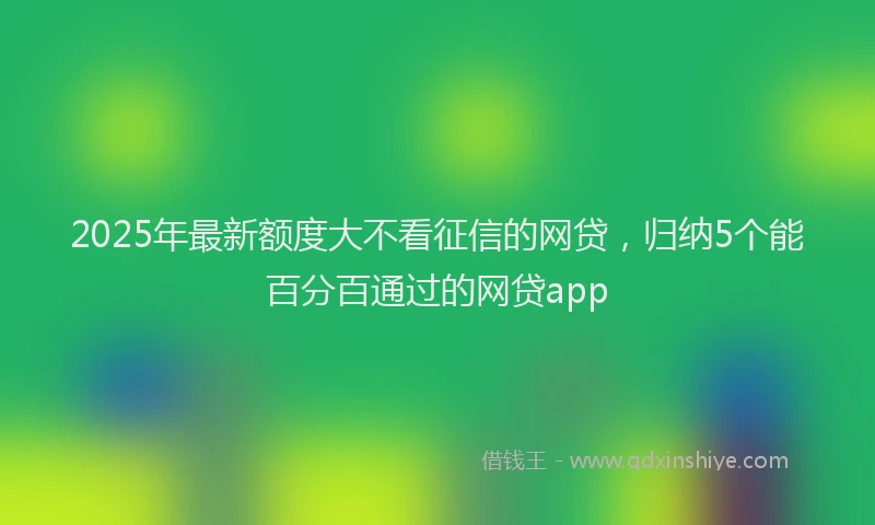 2025年最新额度大不看征信的网贷，归纳5个能百分百通过的网贷app