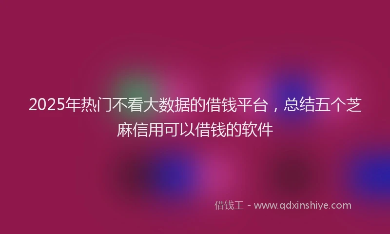 2025年热门不看大数据的借钱平台，总结五个芝麻信用可以借钱的软件
