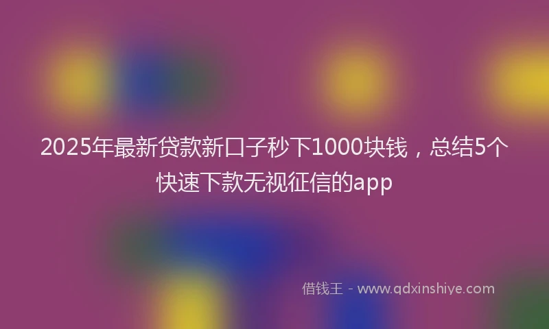 2025年最新贷款新口子秒下1000块钱，总结5个快速下款无视征信的app
