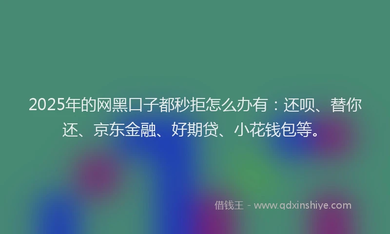 2025年的网黑口子都秒拒怎么办有：还呗、替你还、京东金融、好期贷、小花钱包等。