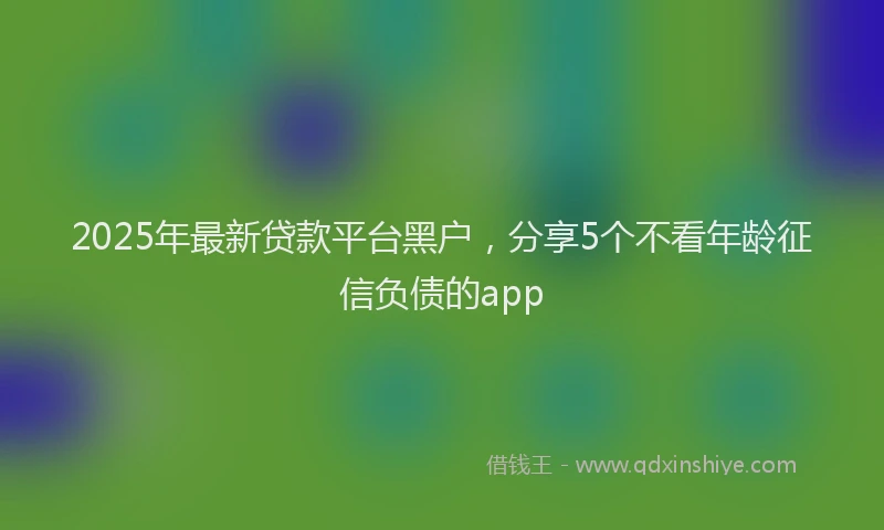 2025年最新贷款平台黑户，分享5个不看年龄征信负债的app