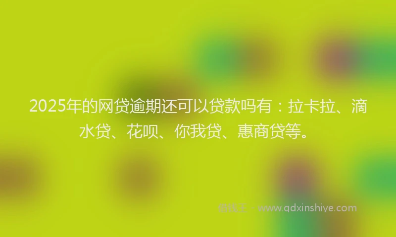 2025年的网贷逾期还可以贷款吗有：拉卡拉、滴水贷、花呗、你我贷、惠商贷等。