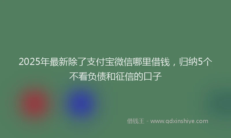 2025年最新除了支付宝微信哪里借钱，归纳5个不看负债和征信的口子
