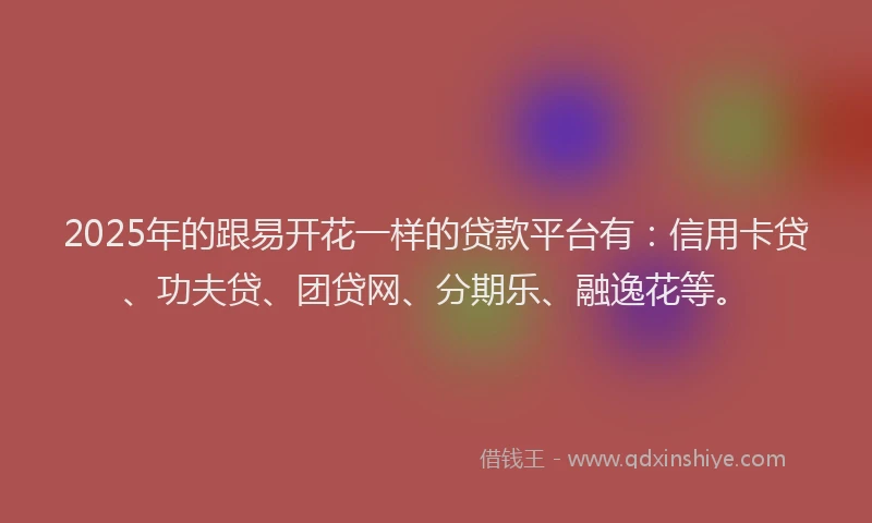 2025年的跟易开花一样的贷款平台有：信用卡贷、功夫贷、团贷网、分期乐、融逸花等。