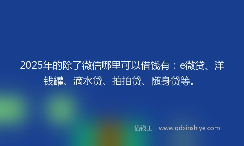 2025年的除了微信哪里可以借钱有：e微贷、洋钱罐、滴水贷、拍拍贷、随身贷等。