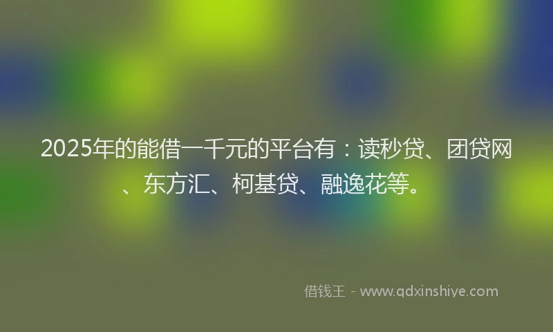 2025年的能借一千元的平台有：读秒贷、团贷网、东方汇、柯基贷、融逸花等。