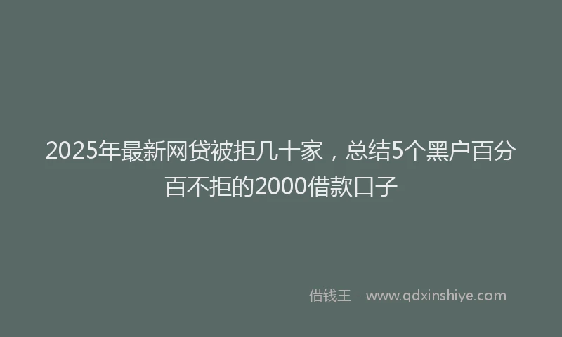 2025年最新网贷被拒几十家，总结5个黑户百分百不拒的2000借款口子