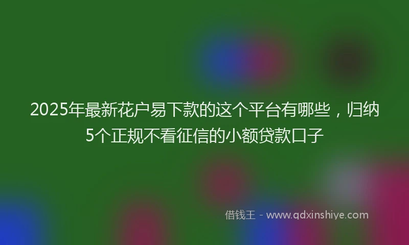 2025年最新花户易下款的这个平台有哪些，归纳5个正规不看征信的小额贷款口子