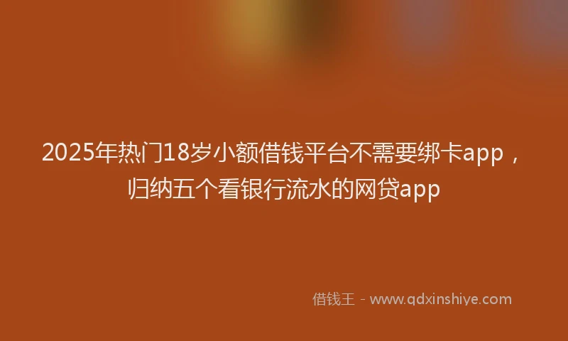 2025年热门18岁小额借钱平台不需要绑卡app，归纳五个看银行流水的网贷app