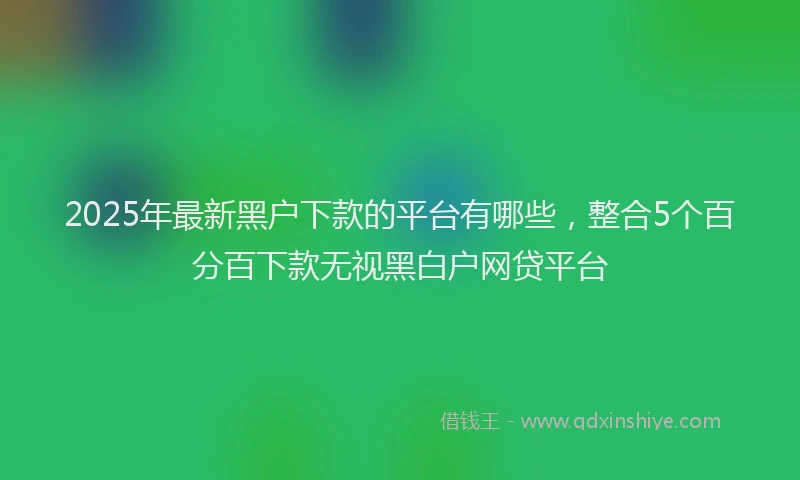 2025年最新黑户下款的平台有哪些，整合5个百分百下款无视黑白户网贷平台