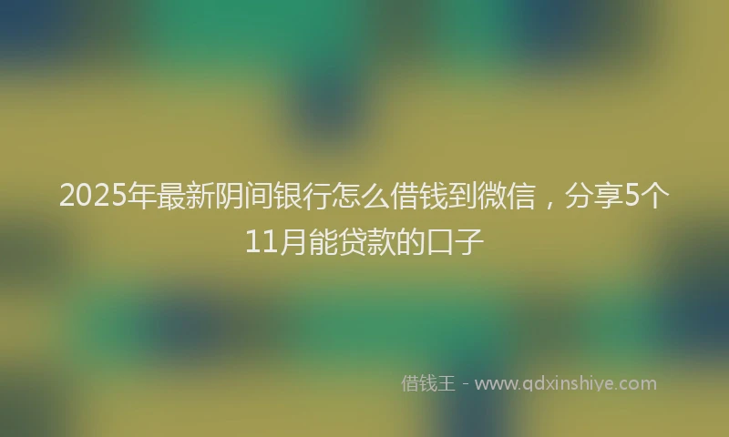 2025年最新阴间银行怎么借钱到微信，分享5个11月能贷款的口子