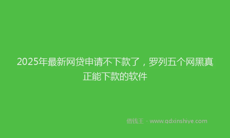2025年最新网贷申请不下款了，罗列五个网黑真正能下款的软件