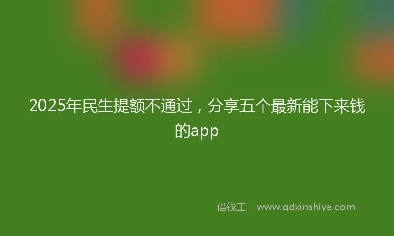 2025年民生提额不通过，分享五个最新能下来钱的app