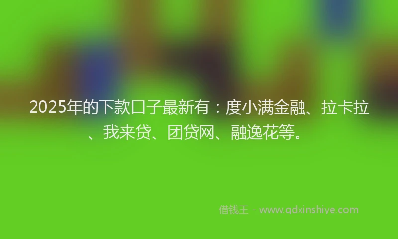 2025年的下款口子最新有：度小满金融、拉卡拉、我来贷、团贷网、融逸花等。