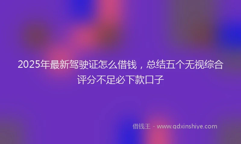 2025年最新驾驶证怎么借钱，总结五个无视综合评分不足必下款口子