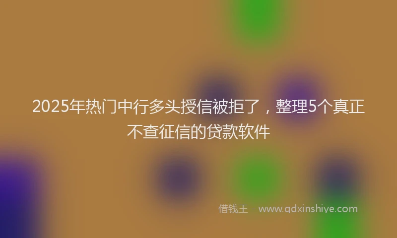 2025年热门中行多头授信被拒了，整理5个真正不查征信的贷款软件