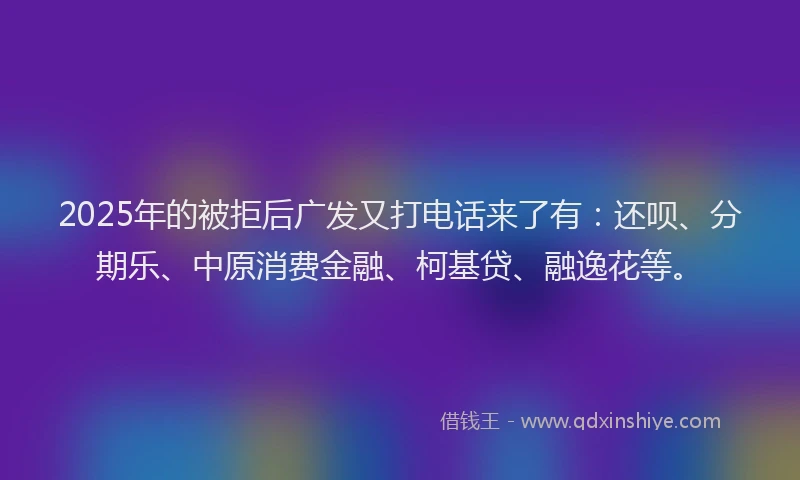 2025年的被拒后广发又打电话来了有：还呗、分期乐、中原消费金融、柯基贷、融逸花等。