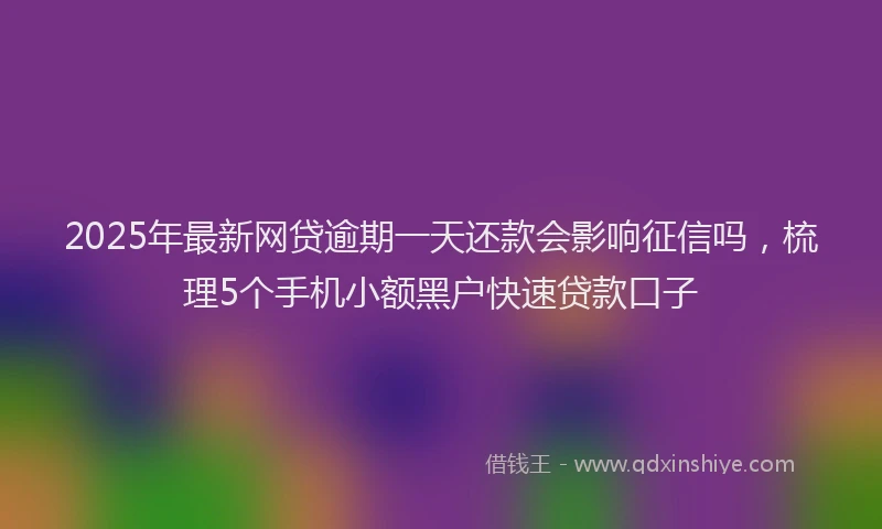 2025年最新网贷逾期一天还款会影响征信吗,梳理5个手机小额黑户快速贷款口子
