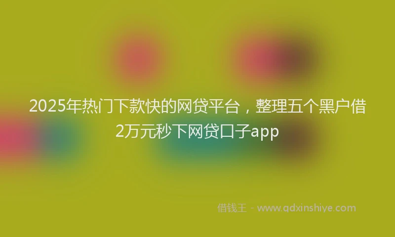 2025年热门下款快的网贷平台，整理五个黑户借2万元秒下网贷口子app