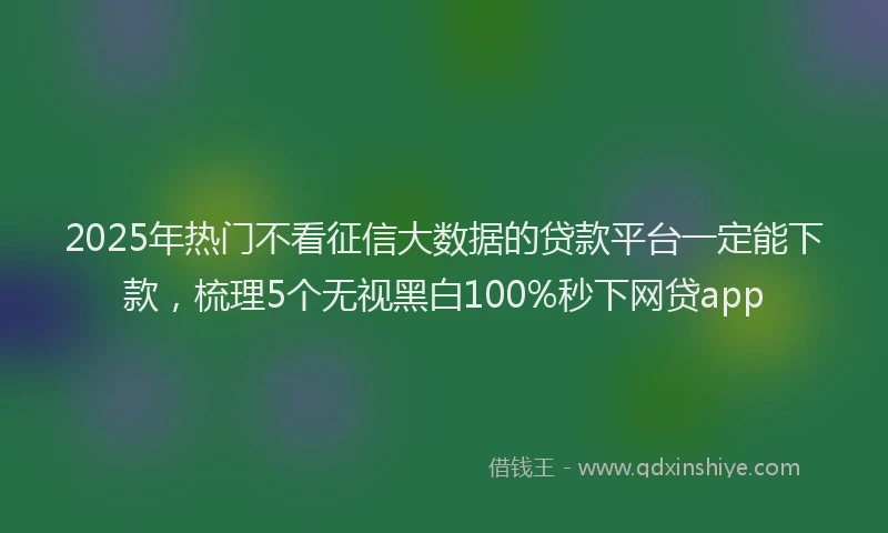 2025年热门不看征信大数据的贷款平台一定能下款，梳理5个无视黑白100%秒下网贷app