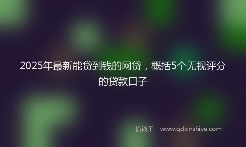 2025年最新能贷到钱的网贷，概括5个无视评分的贷款口子