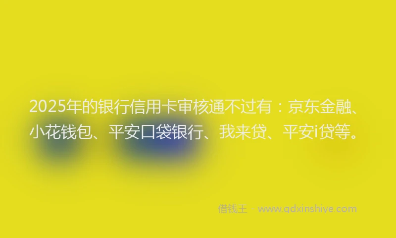 2025年的银行信用卡审核通不过有：京东金融、小花钱包、平安口袋银行、我来贷、平安i贷等。