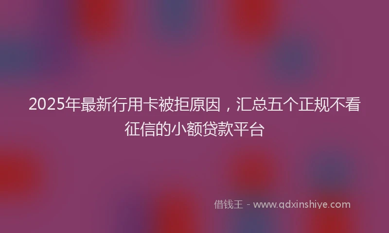 2025年最新行用卡被拒原因，汇总五个正规不看征信的小额贷款平台