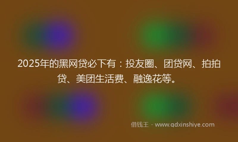 2025年的黑网贷必下有：投友圈、团贷网、拍拍贷、美团生活费、融逸花等。