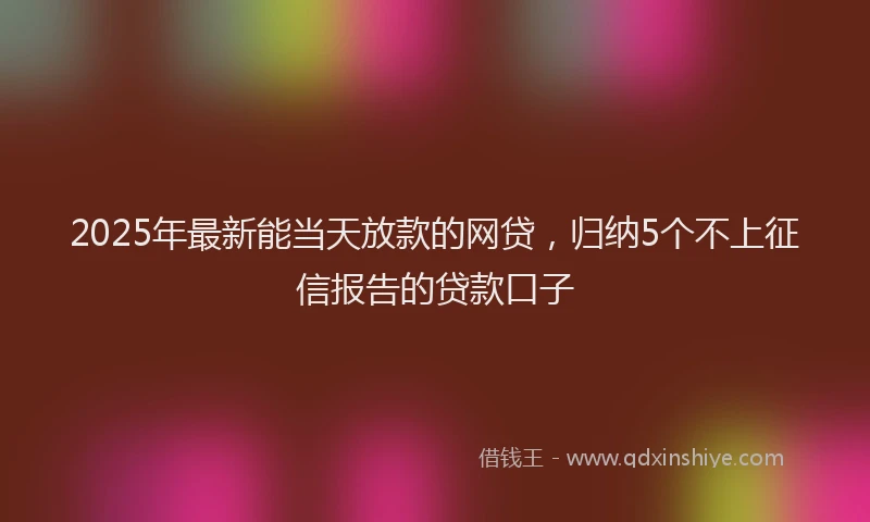 2025年最新能当天放款的网贷，归纳5个不上征信报告的贷款口子