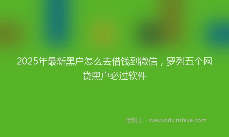 2025年最新黑户怎么去借钱到微信，罗列五个网贷黑户必过软件