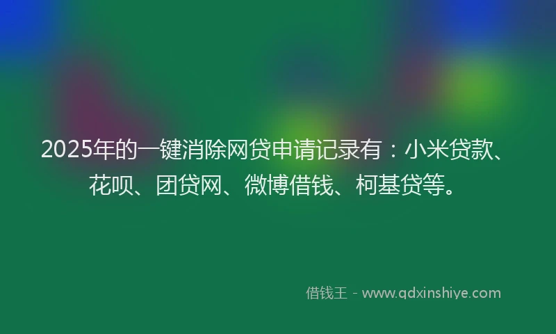 2025年的一键消除网贷申请记录有：小米贷款、花呗、团贷网、微博借钱、柯基贷等。