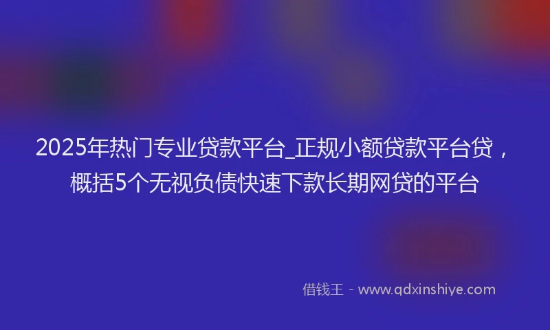 2025年热门专业贷款平台_正规小额贷款平台贷，概括5个无视负债快速下款长期网贷的平台