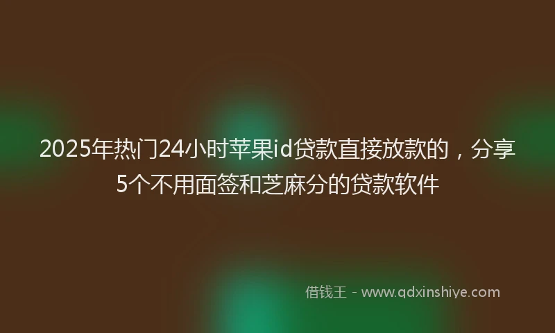 2025年热门24小时苹果id贷款直接放款的，分享5个不用面签和芝麻分的贷款软件