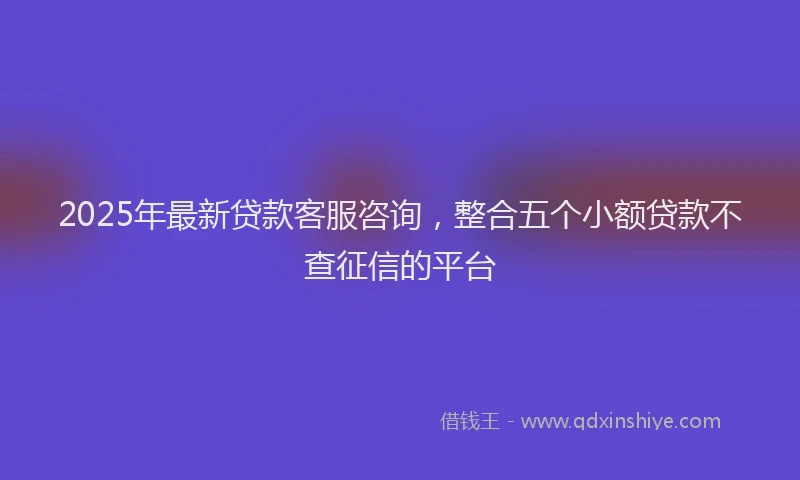 2025年最新贷款客服咨询，整合五个小额贷款不查征信的平台