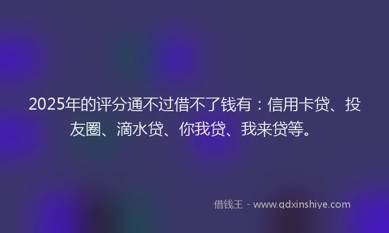 2025年的评分通不过借不了钱有：信用卡贷、投友圈、滴水贷、你我贷、我来贷等。