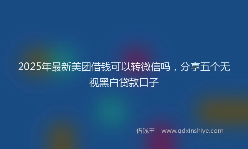 2025年最新美团借钱可以转微信吗，分享五个无视黑白贷款口子
