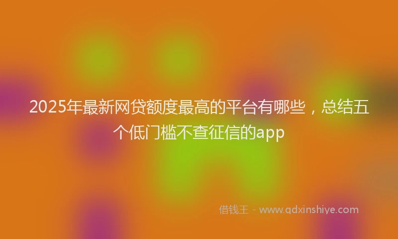 2025年最新网贷额度最高的平台有哪些，总结五个低门槛不查征信的app