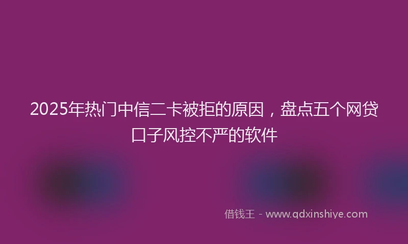 2025年热门中信二卡被拒的原因，盘点五个网贷口子风控不严的软件