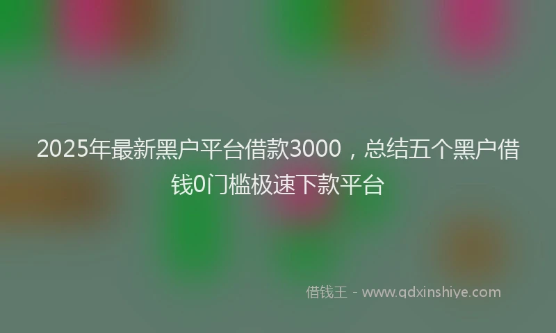 2025年最新黑户平台借款3000，总结五个黑户借钱0门槛极速下款平台