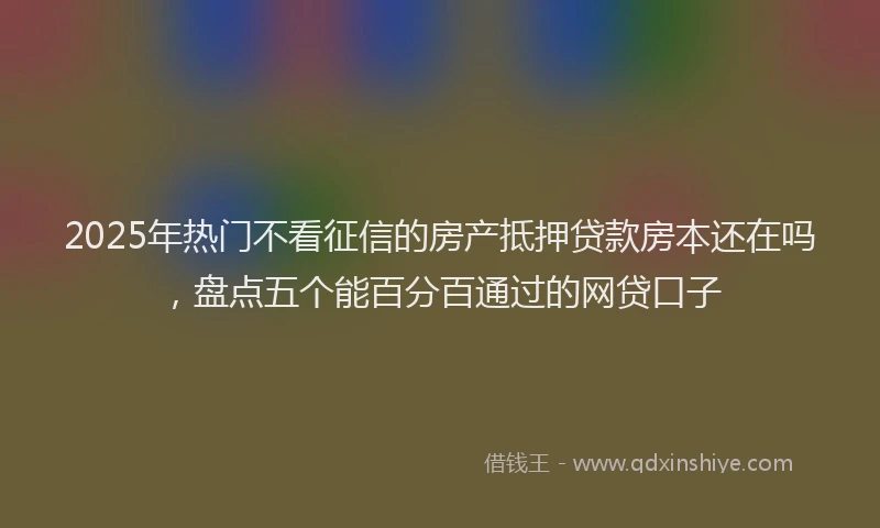 2025年热门不看征信的房产抵押贷款房本还在吗，盘点五个能百分百通过的网贷口子
