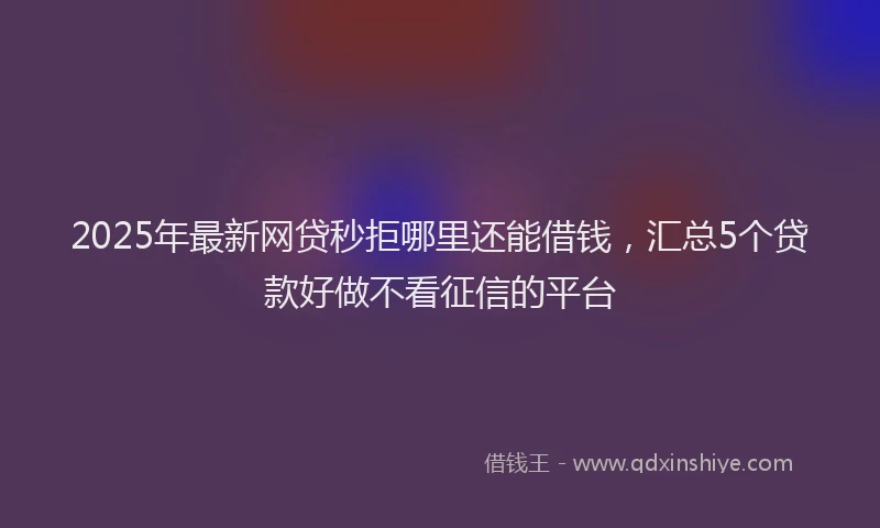 2025年最新网贷秒拒哪里还能借钱，汇总5个贷款好做不看征信的平台