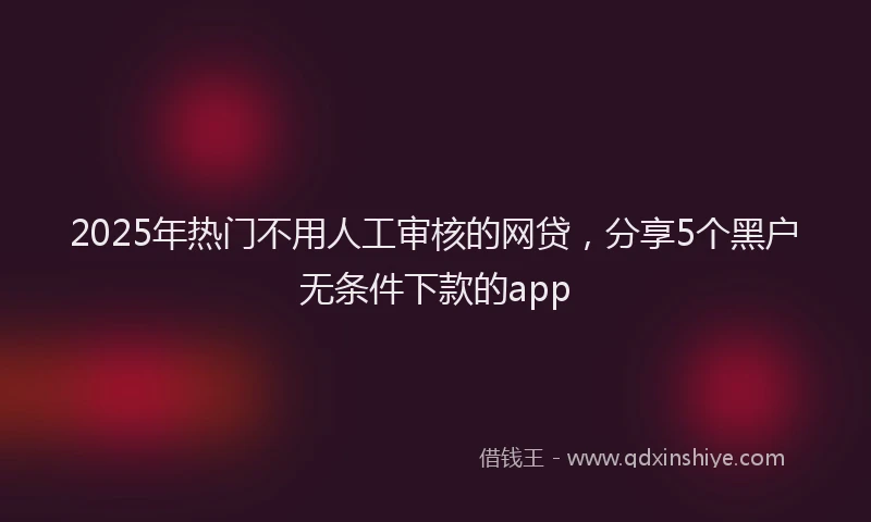 2025年热门不用人工审核的网贷，分享5个黑户无条件下款的app
