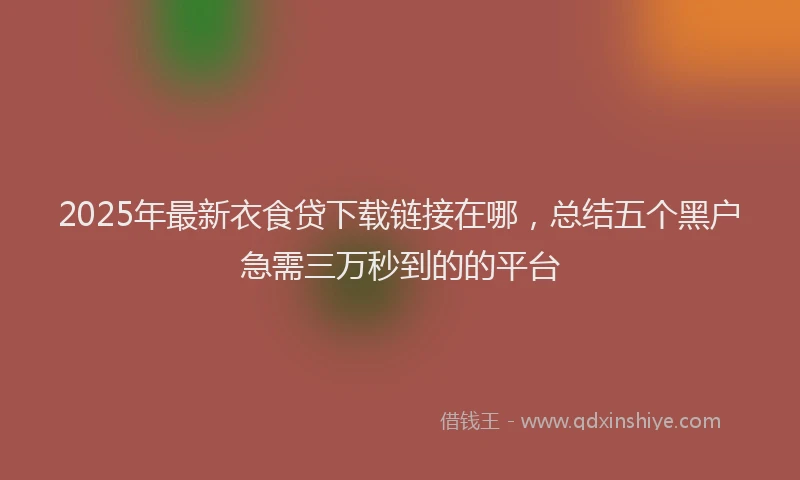 2025年最新衣食贷下载链接在哪，总结五个黑户急需三万秒到的的平台