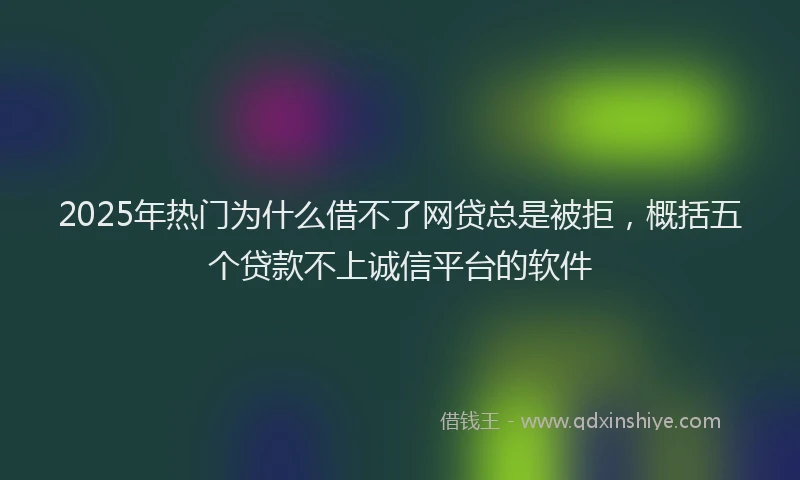 2025年热门为什么借不了网贷总是被拒，概括五个贷款不上诚信平台的软件