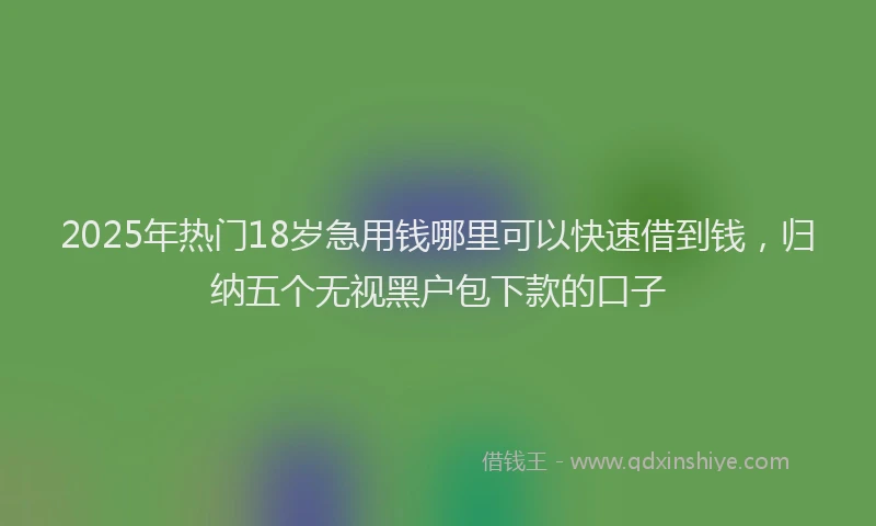 2025年热门18岁急用钱哪里可以快速借到钱，归纳五个无视黑户包下款的口子