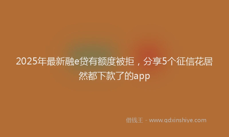 2025年最新融e贷有额度被拒，分享5个征信花居然都下款了的app