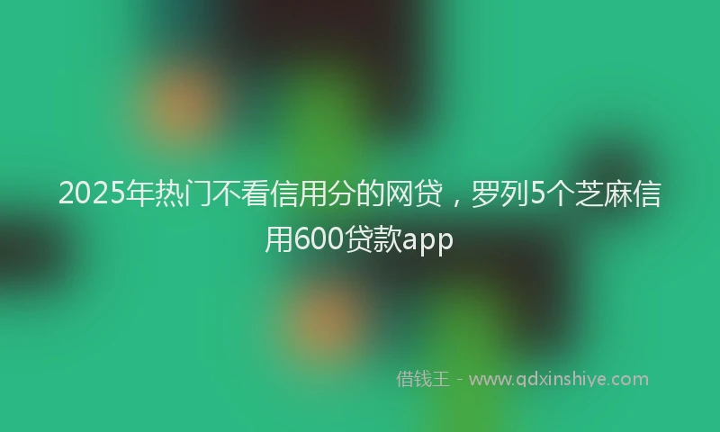 2025年热门不看信用分的网贷，罗列5个芝麻信用600贷款app